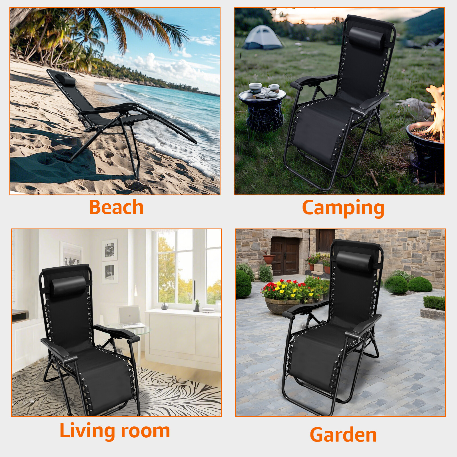 Zero Gravity Bunk Chair - Stackable Space-Saving Design for Small Balconies
