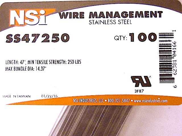 1 new piece, NSI SS47250 STAINLESS STEEL CABLE TIE, 47 inches.