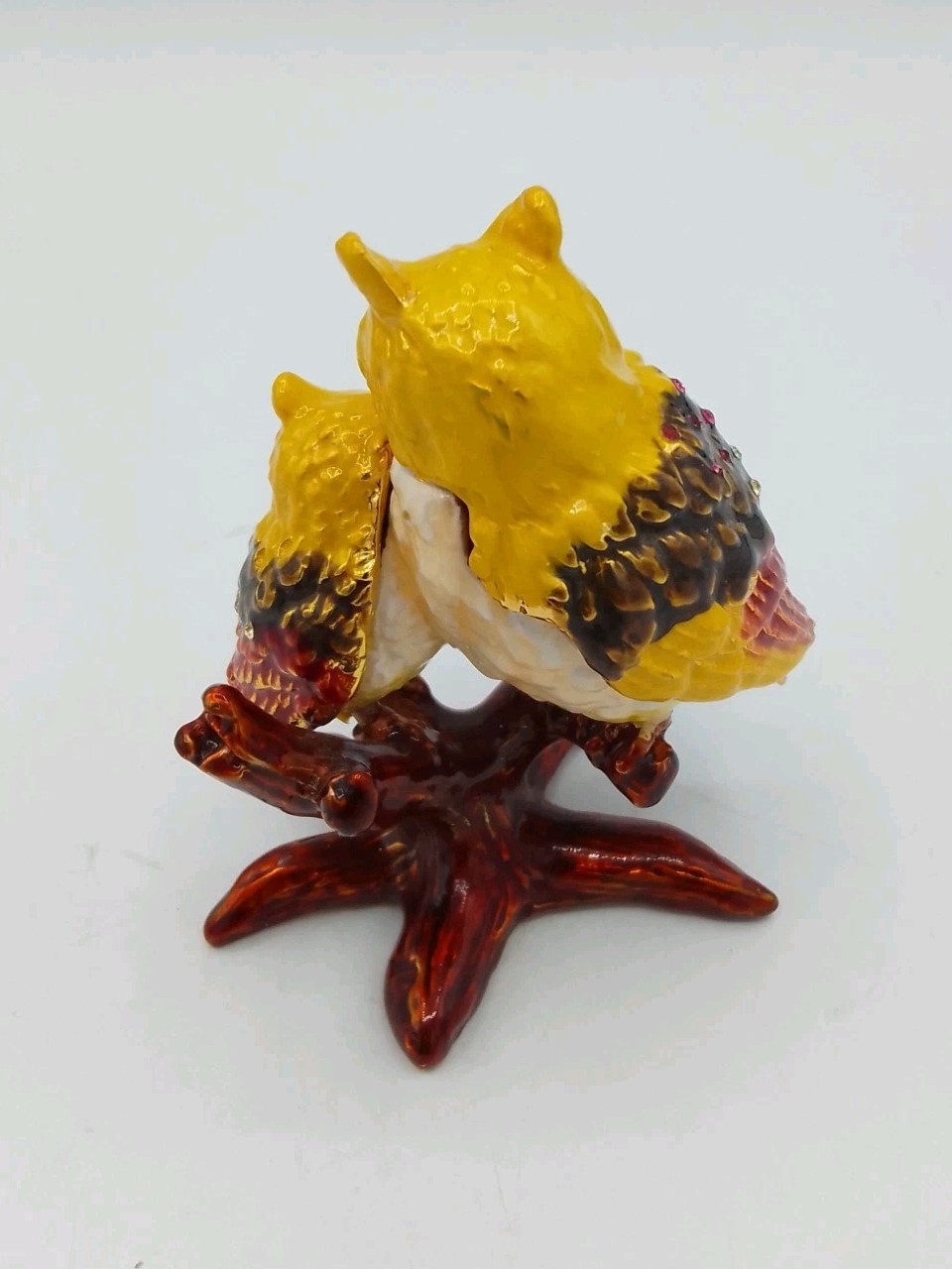 Bejeweled Owls Hinged Trinket Box