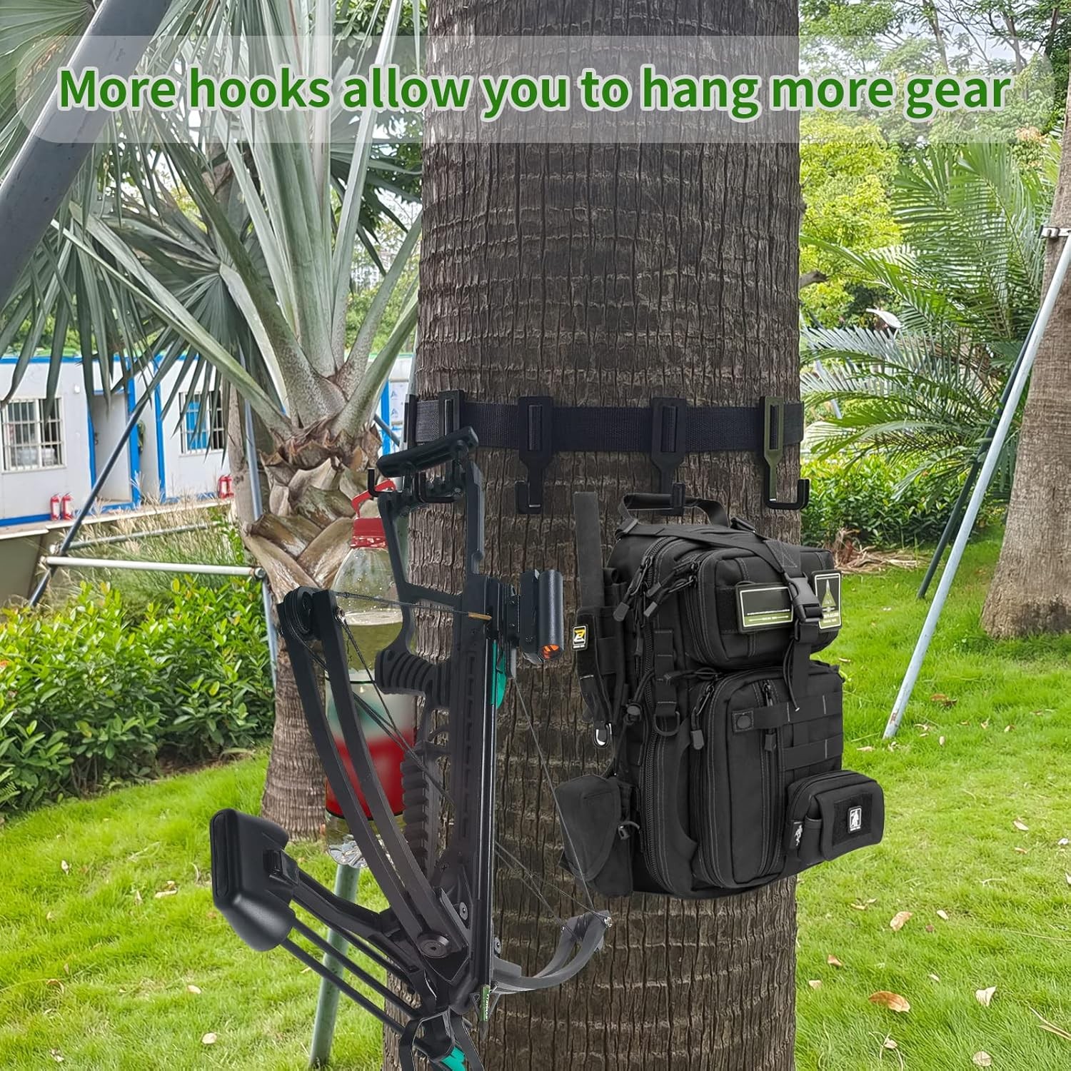 Treestand Strap Gear Hangers with Large Hooks, Lightweight Multi-hook Accessory