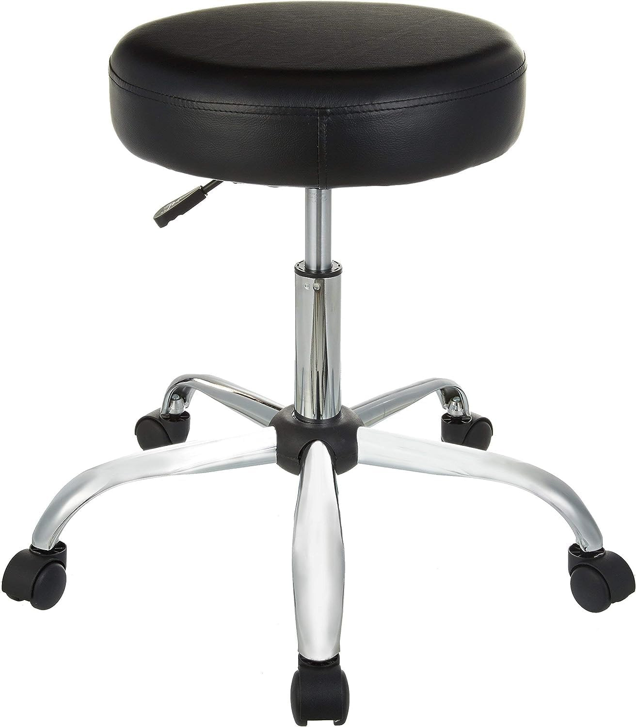 Drafting Spa Bar Stool with Wheels, Height Adjustable Swivel, Black, 22.05" D...