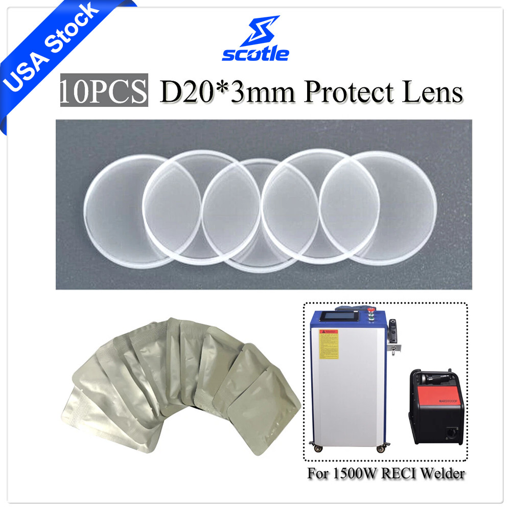 10PCS D20*3mm Protective Lens For RECI Raycus Fiber Laser Welding Machine