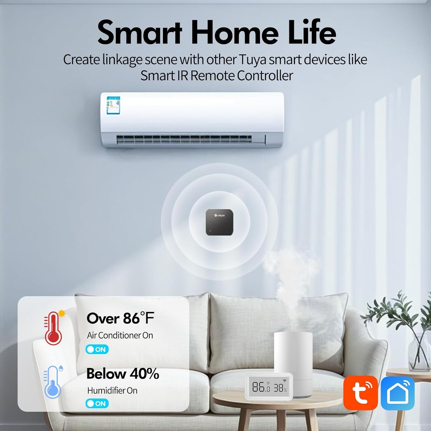 eMylo WiFi smart temperature and humidity monitor with clear digital display