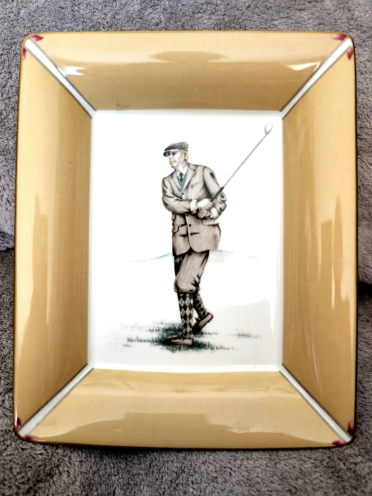 VTG Daniel Hechter St Andrews Bone China Golfer Rectangular Dish/Trinket Tray