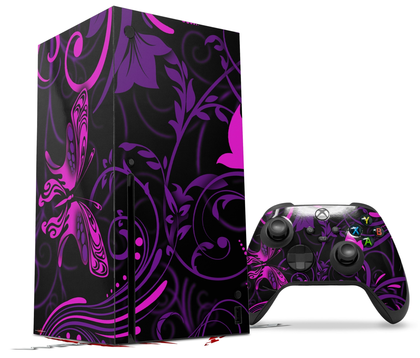 Skin Set for XBOX Series X Twisted Garden Purple and Hot Pink
