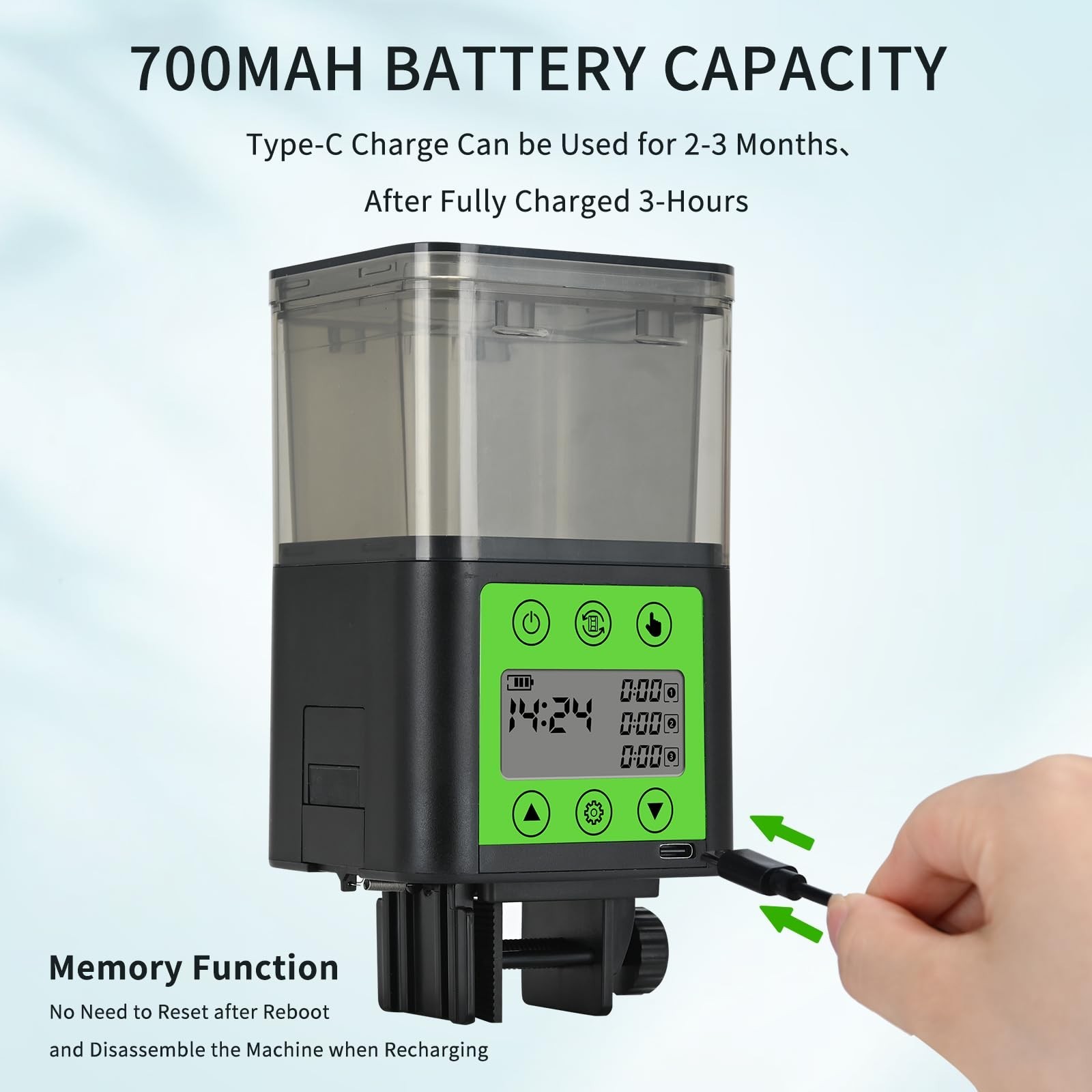 Automatic Fish Feeder for Aquarium with Timer, LCD Display 320ML Large Capaci...