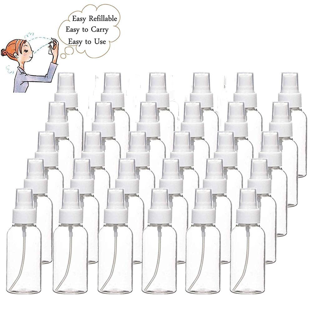 30 Pack 30ml Fine Mist Spray Bottles Clear Plastic Mini Travel Refillable
