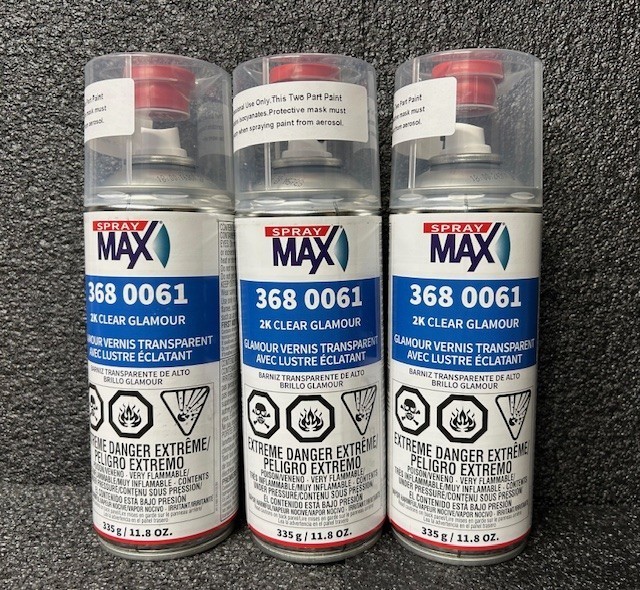 3 COUNT  USC SPRAYMAX 2K GLAMOUR HIGH GLOSS CLEAR SPRAY CAN 3680061 AEROSOL