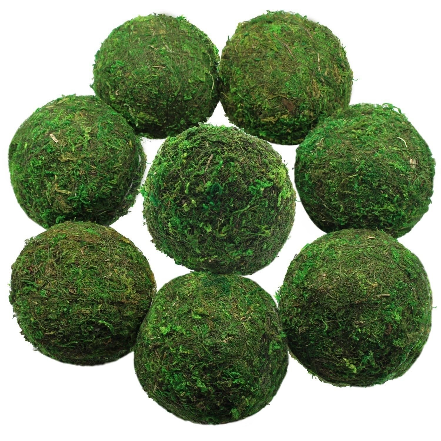 YGbridge Large Decorative Moss Balls, 8 Pcs 3.5" Green 3.5"- Set of 8,