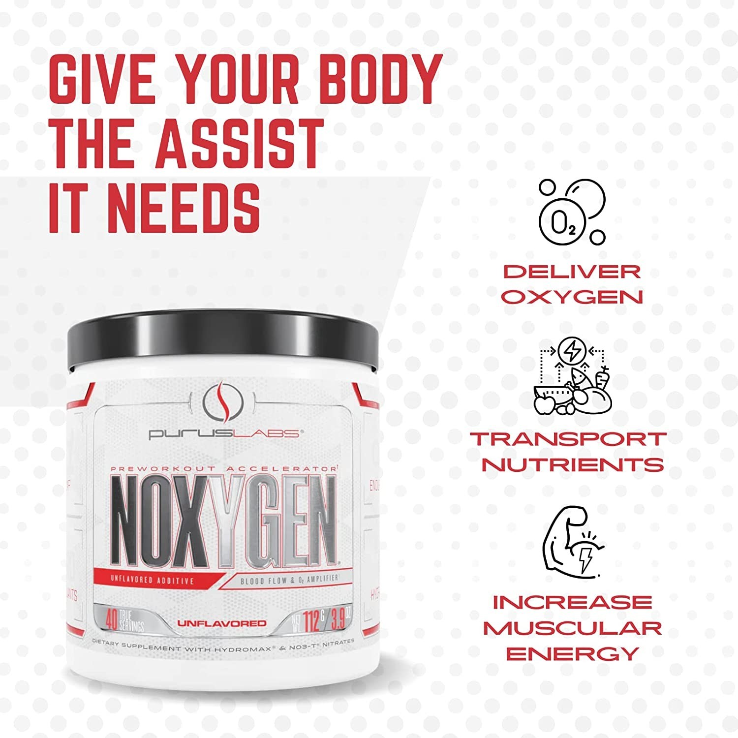 Purus Labs Noxygen - Unflavored Pre-Workout Accelerator, Nitric Oxide Booster