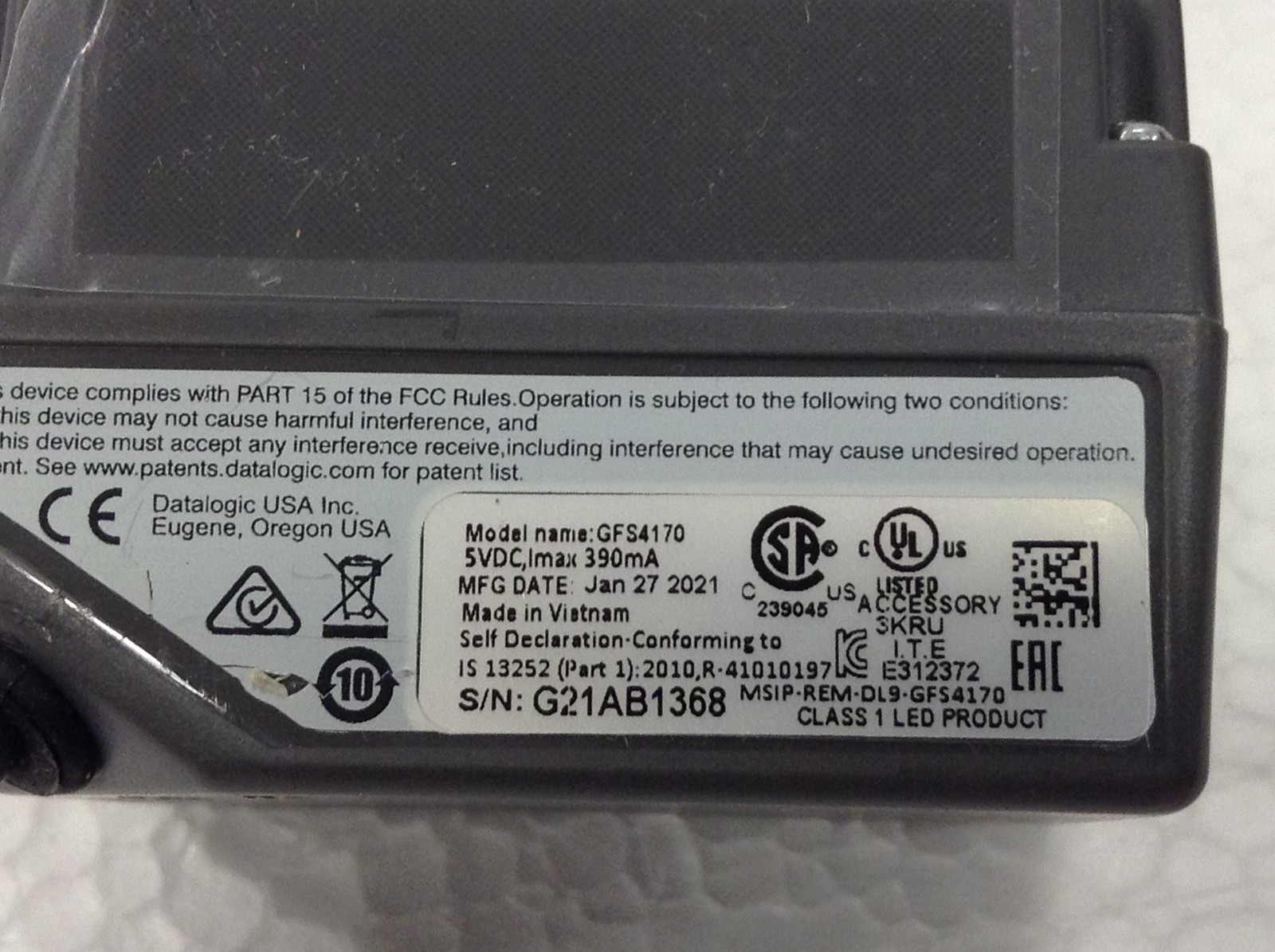 Datalogic Gryphon GFS4170 USB Fixed Barcode Scanner Reader WORKING FREE SHIP QTY