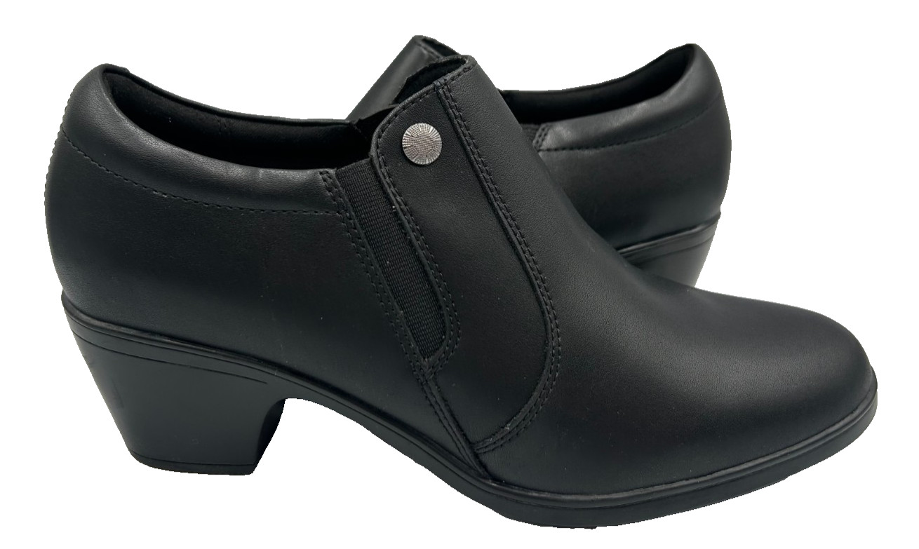 Clarks Women's Emily 2 Reyna Zip Up Leather Booties Black Size:7.5 177J