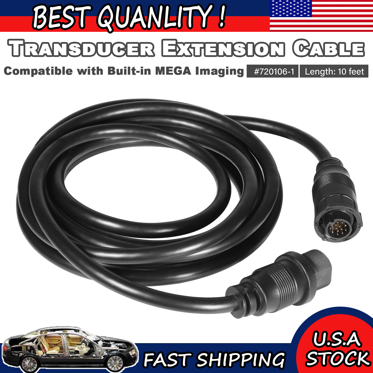720106-1 EC M3 14W10 Transducer Extension Cable for Humminbird APEX SOLIX Onix
