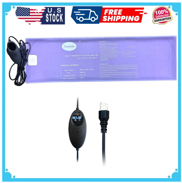 Smart Waterbed Heater with LED Digital Controller, 250W Waterbed Heating Pad