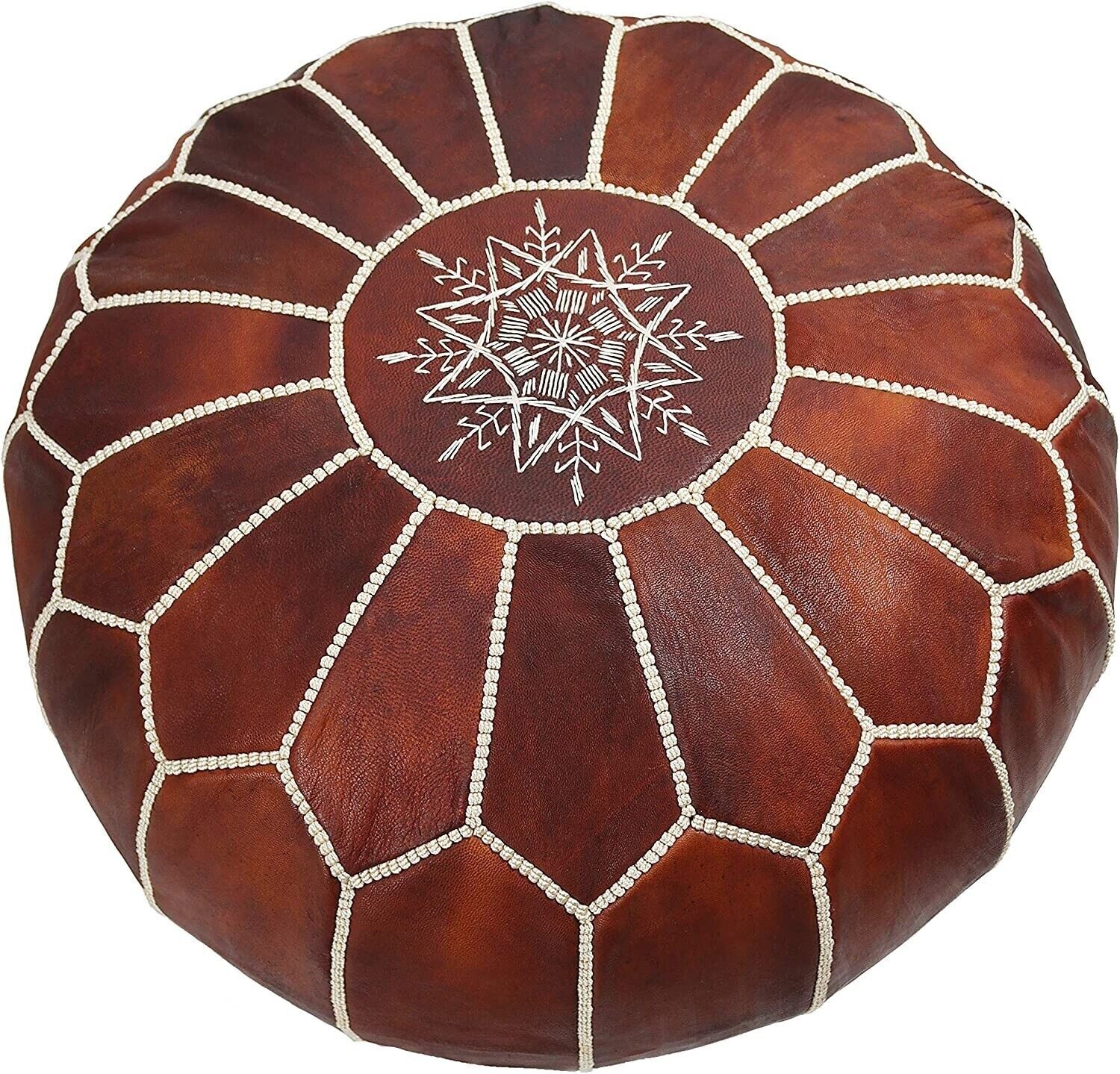 SALE Moroccan Genuine Leather Boho Pouf Ottoman New Footstool Pouffe Brown