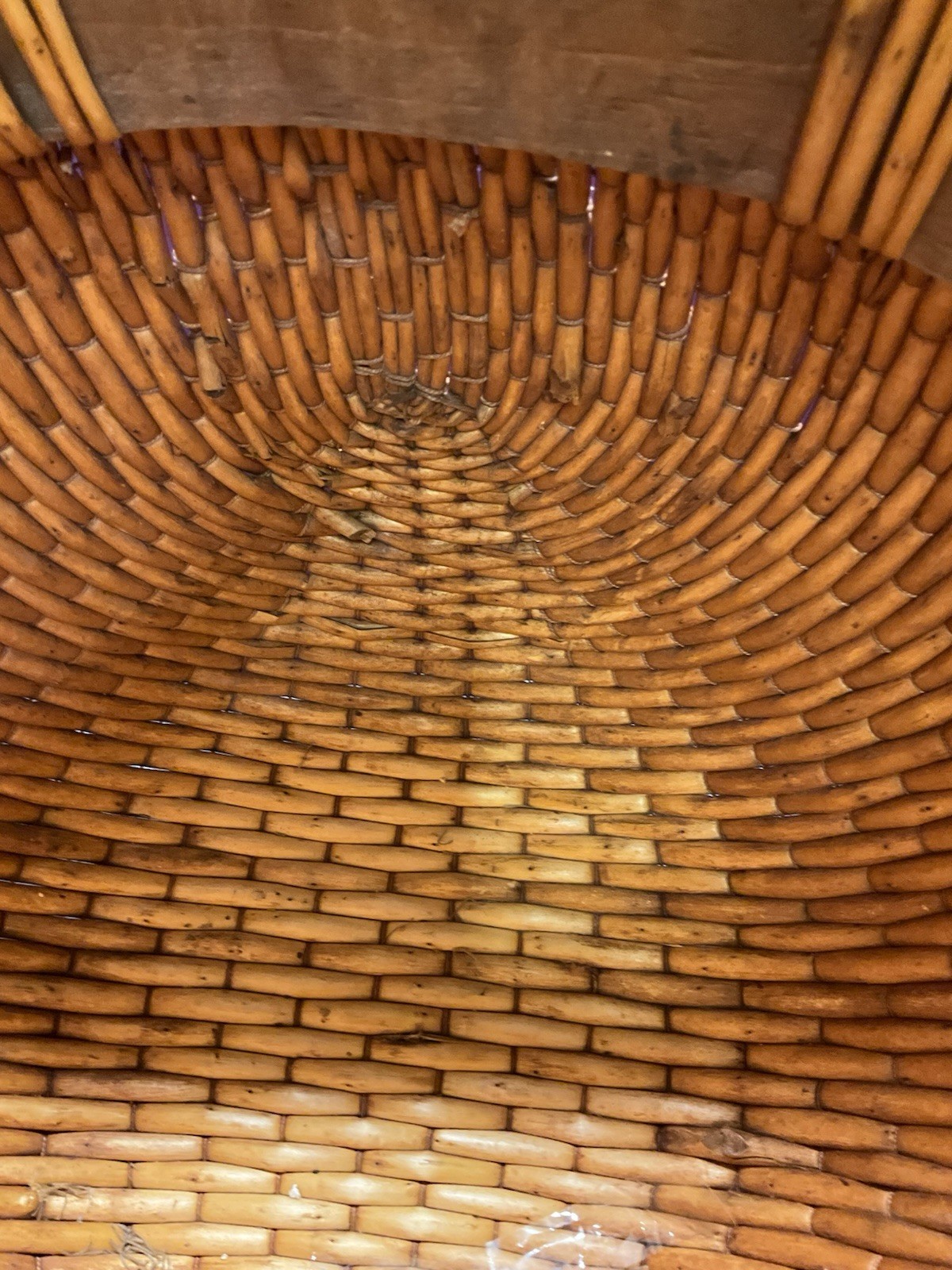 Large Oval Woven ASIAN Gathering Basket Missing Wood Handle