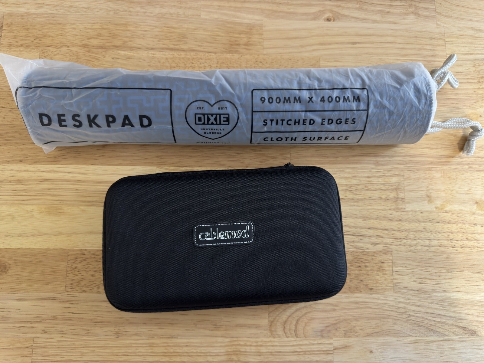 Zambumon Nautilus Deskmat and Blue/Yellow Cablemod Coiled USB-C To USB-A Cable