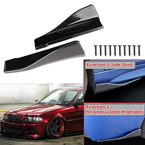 2pcs Rear Bumper Diffuser, Universal Side Skirts, Glossy Black Rear Bumper
