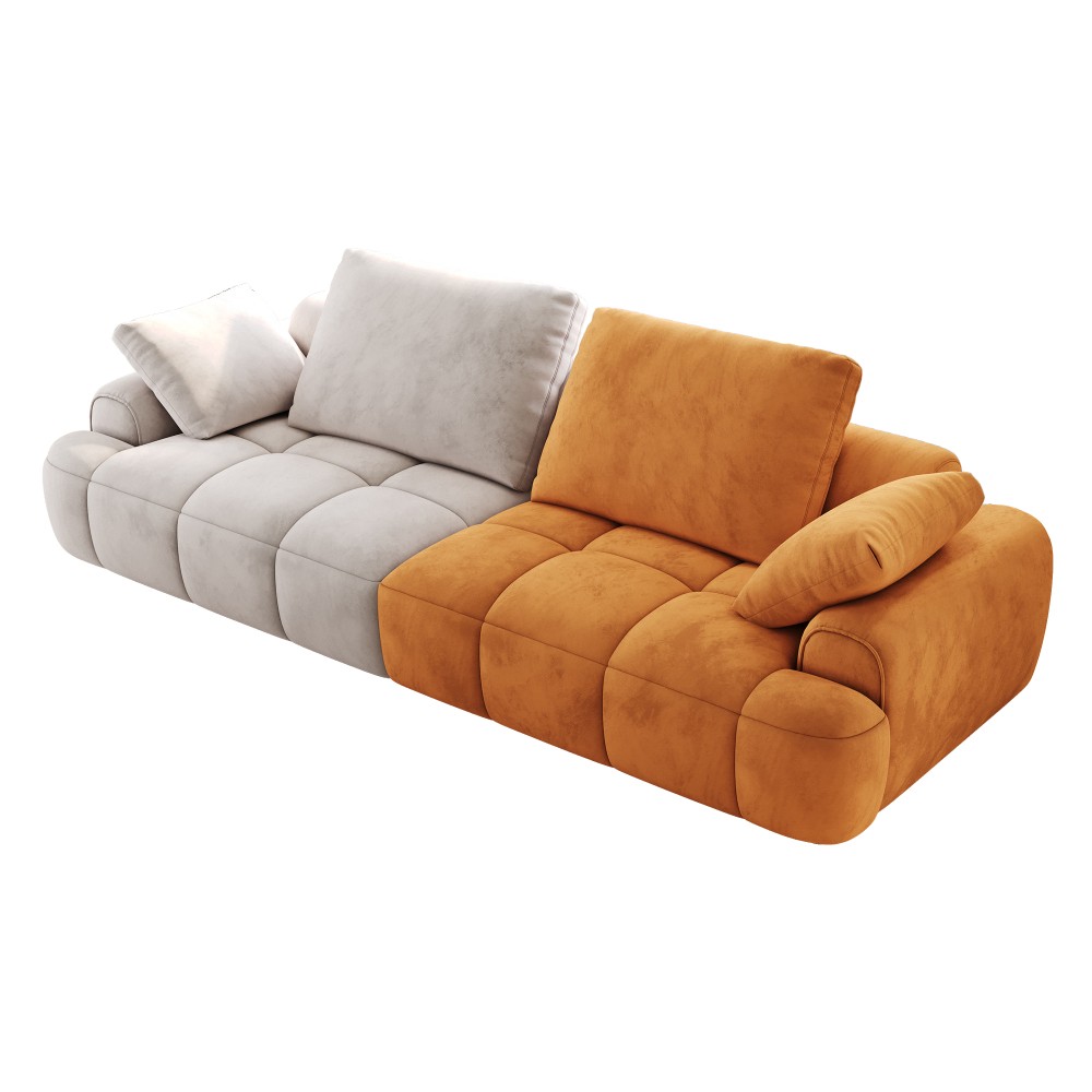 Modern 2-Seat Sofa Gray Yellow Suede Velvet Sofa Upholstered Free Shipping