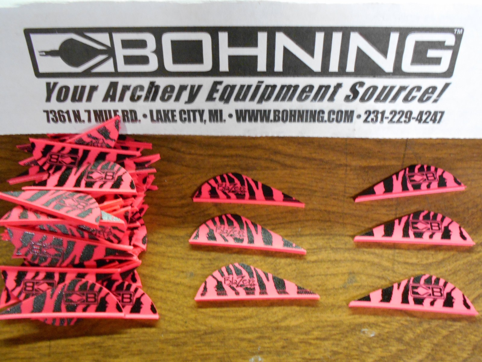 Bohning 2" Blazer Vanes, 36 Pk. Hot Pink & Black Zebra Tiger Stripes
