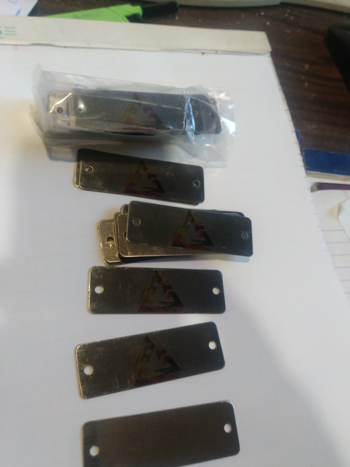 50) *NEW* Stainless Steel Blank Name Plates Satin with Prizm etched 3"x 1" Cheap