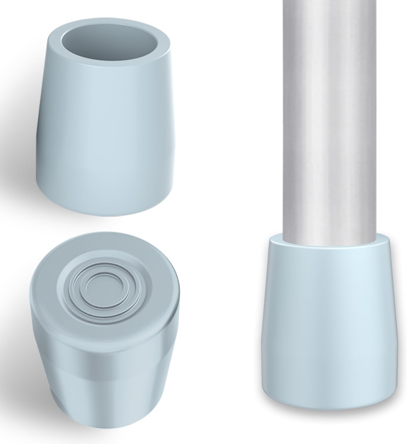 Rubber Walker Tips 1 inch 2-Pack, Walker Glide with Metal Insert for Enhanced...