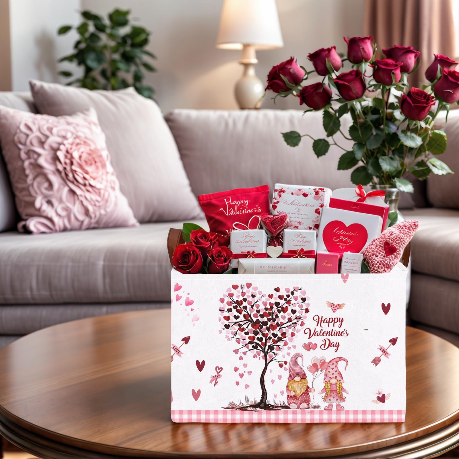 ASKETAM Valentine's Day Basket Gift for Empty Cute Heart Large Storage Bin fo...