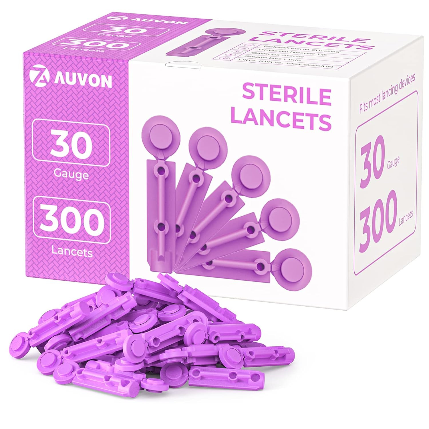 Blood Lancets, 30 Gauge 300 Twist Top Lancets with Less Pain Design Fit Most Sta