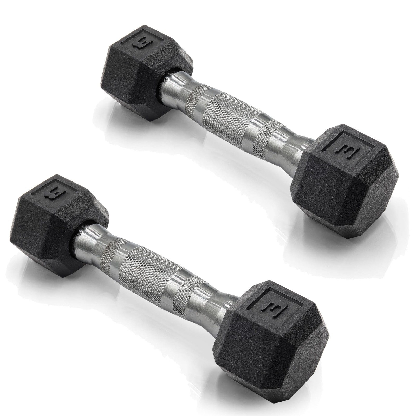 Dumbbell Pair 3 lb Rubber Coated with Chrome Handle