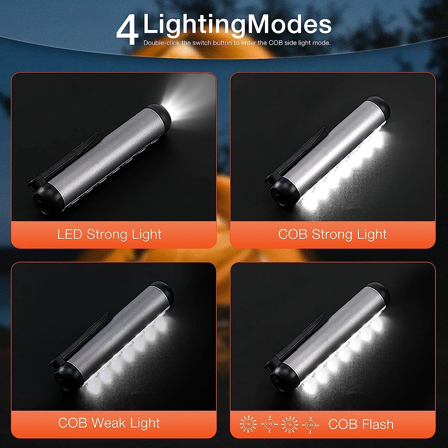 Super Bright COB LED Flashlight Work Light Magnetic Torch Penlight Rechargeable