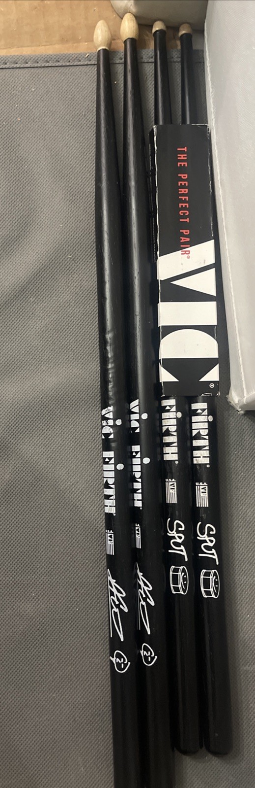 2 Vintage Pair 1 New SPUT Used Abe Laboriel Jr. Vic Firth Signature Drum Sticks