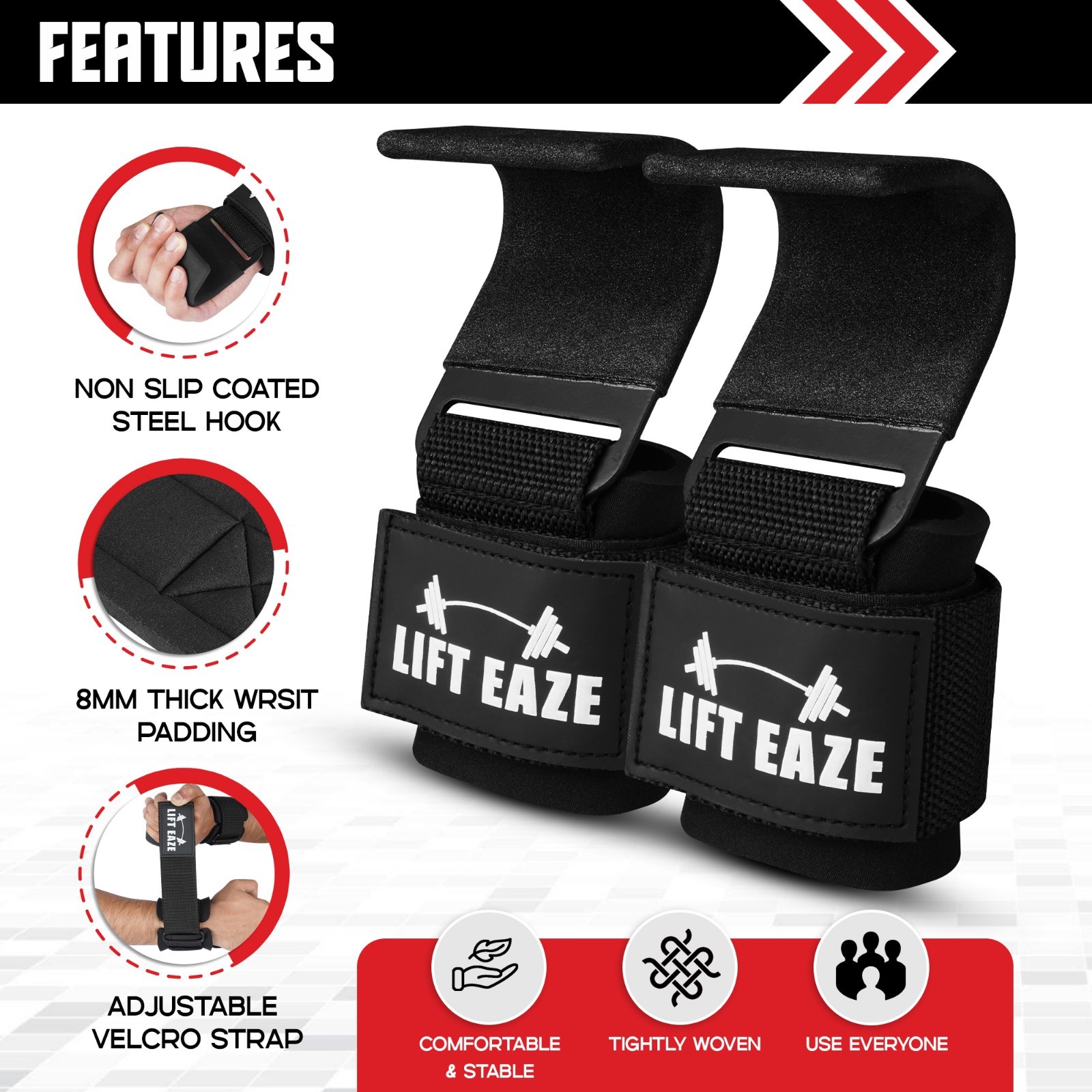 Heavy Duty Weight Lifting Hooks Gym Training Deadlift Wrist Support Grips Straps