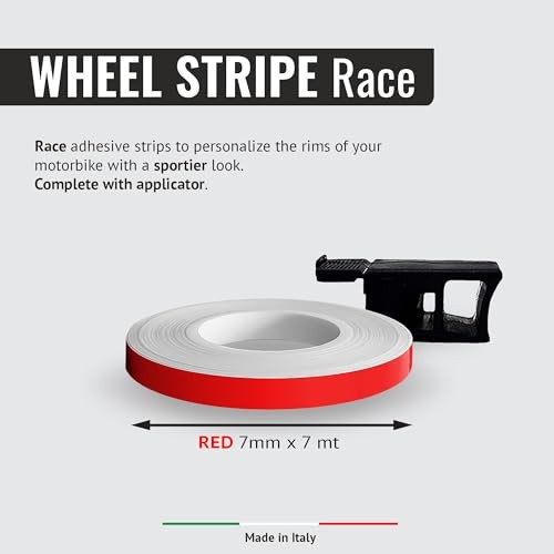 Racing Wheel Stripes with Applicator Tool, Red Race, 7 mm x 7 mt