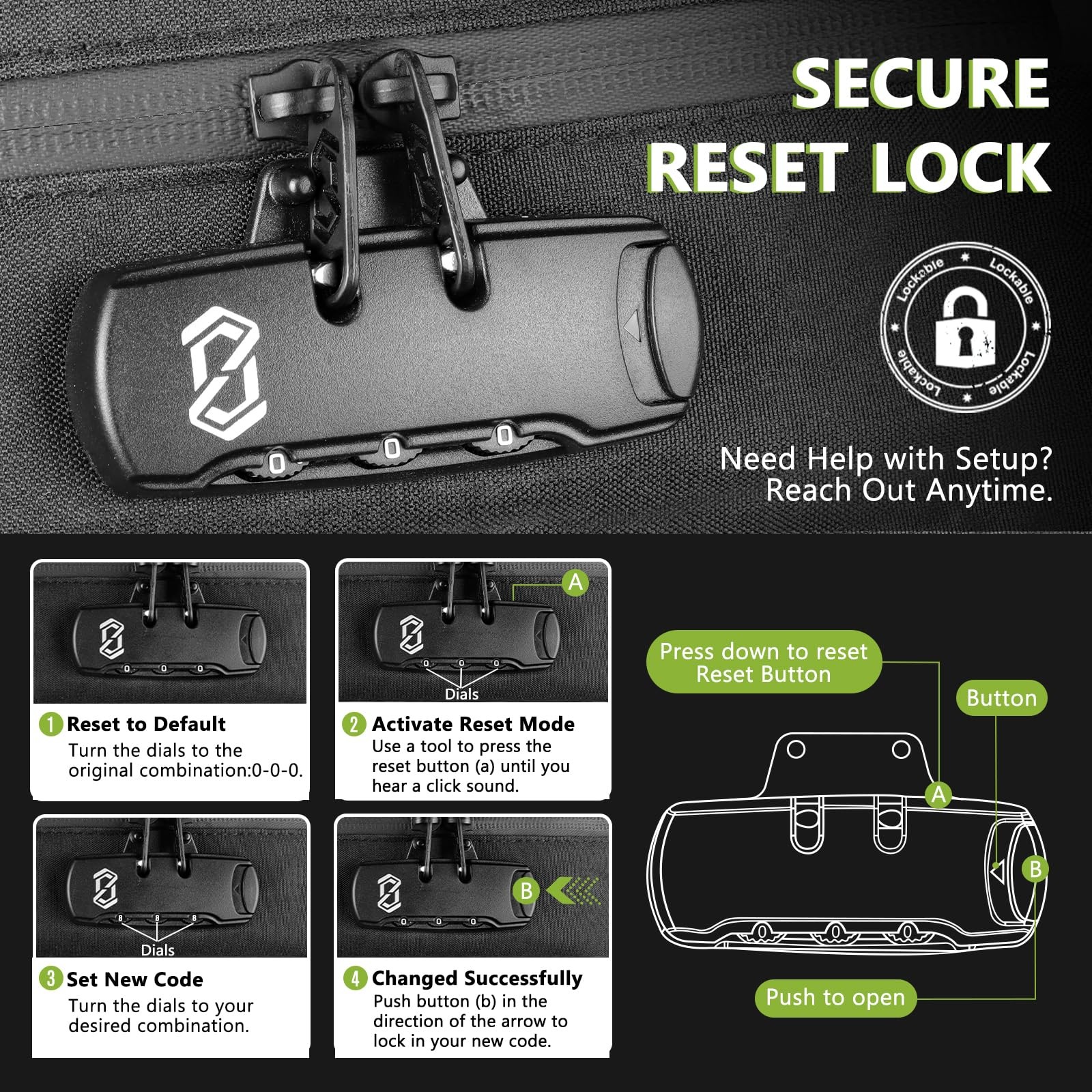 OZCHIN Smell Proof Bag with Combination Lock File Organizer Case Container Medic