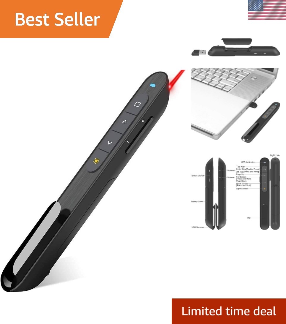 Wireless Presenter, Hyperlink Volume Control Presentation Clicker RF 2.4GHz U...