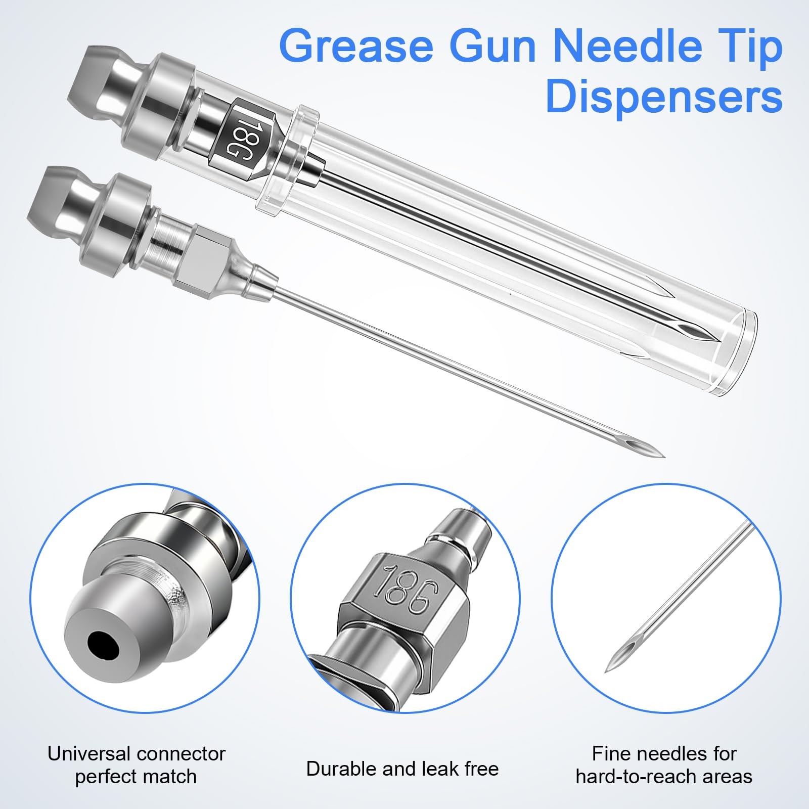 5PCS Grease Gun Needle Tips Accessories Kit, 1 Grease Needle Dispenser, 1 Rub...