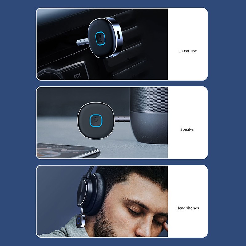 Aux to Bluetooth 5.1 Adapter 3.5mm Bluetooth Receiver Microphone for Car US SHIP