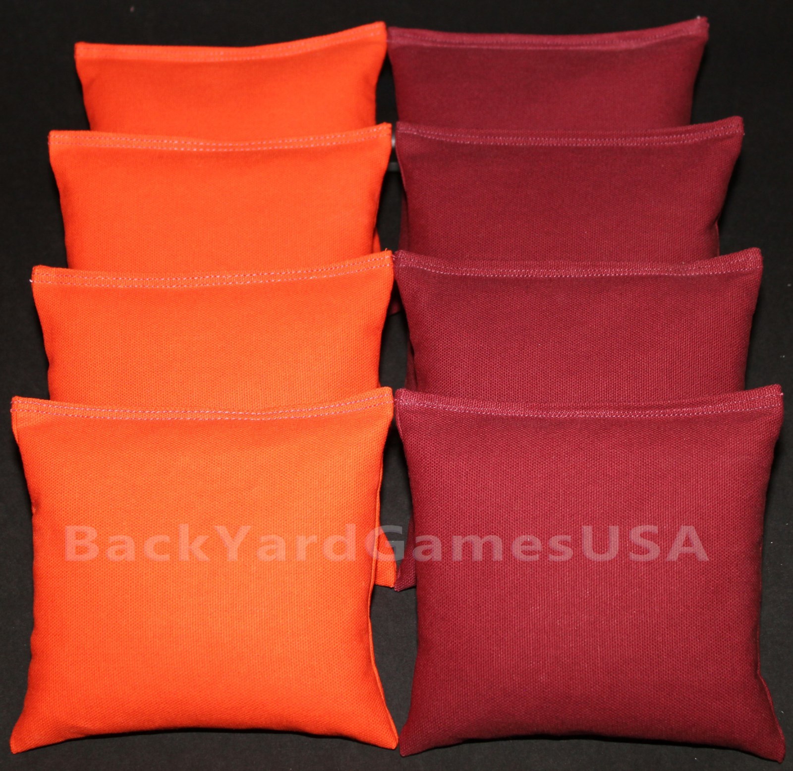 ALL WEATHER CORNHOLE BEAN BAGS Orange & Maroon  Resin Filled WATERPROOF