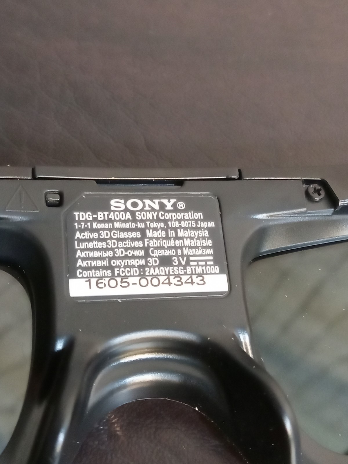 Sony TDG-BT400A Active 3D Glasses Pair - Black Needs New Batteries