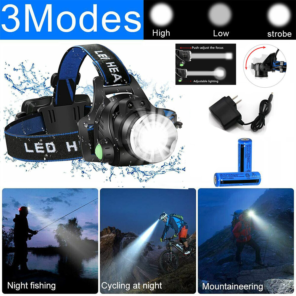 High Power 99000000LM Super Bright Headlamp LED Rechargeable Security Headlight