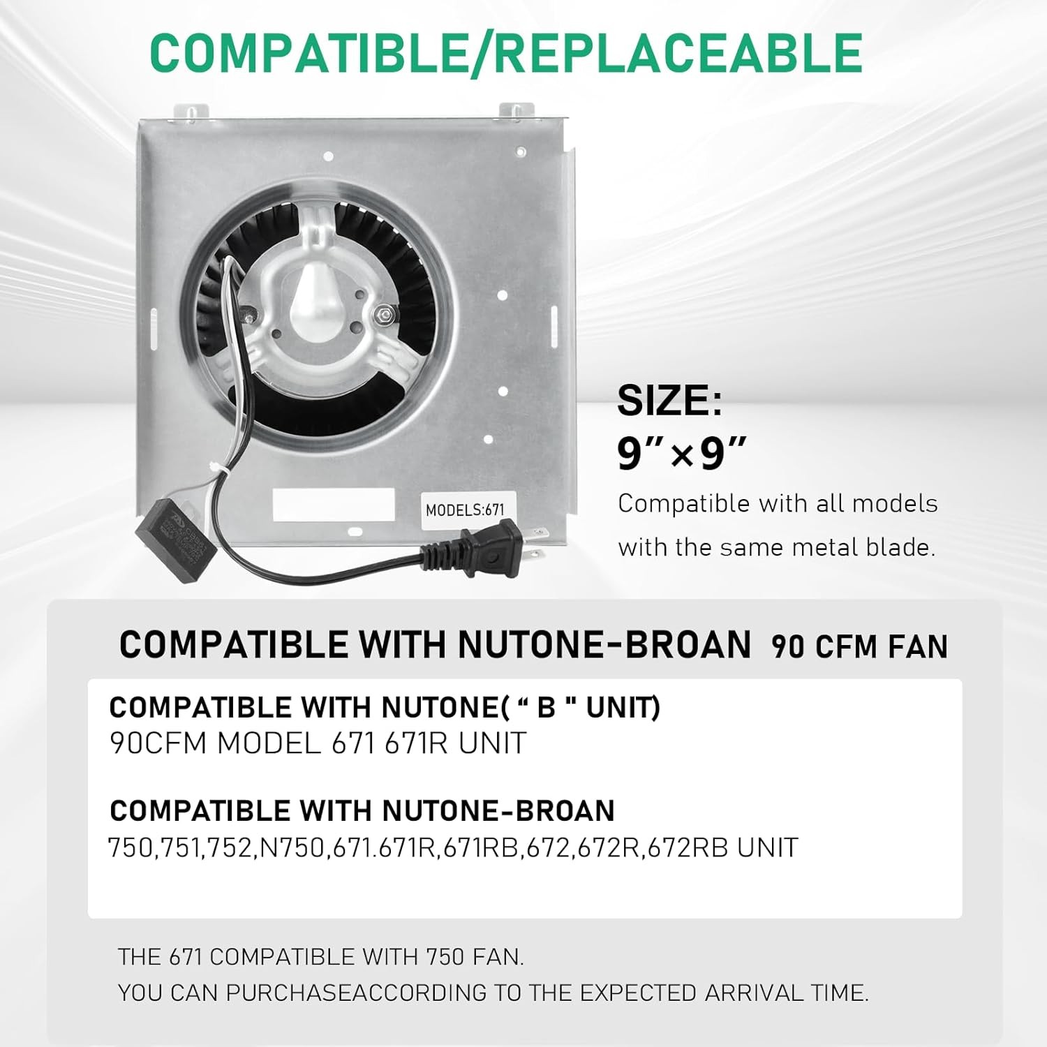 【Upgrade】 Model 671 Fan Compatible with Nutone 671Rb, 672R, Compatible with Broa