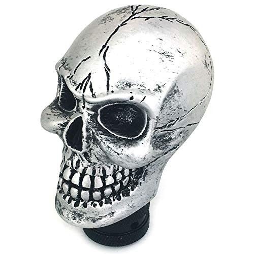 Skull MT Car Stick Shifter Handle, Gear Shift Knob Small Teeth Devil Silver