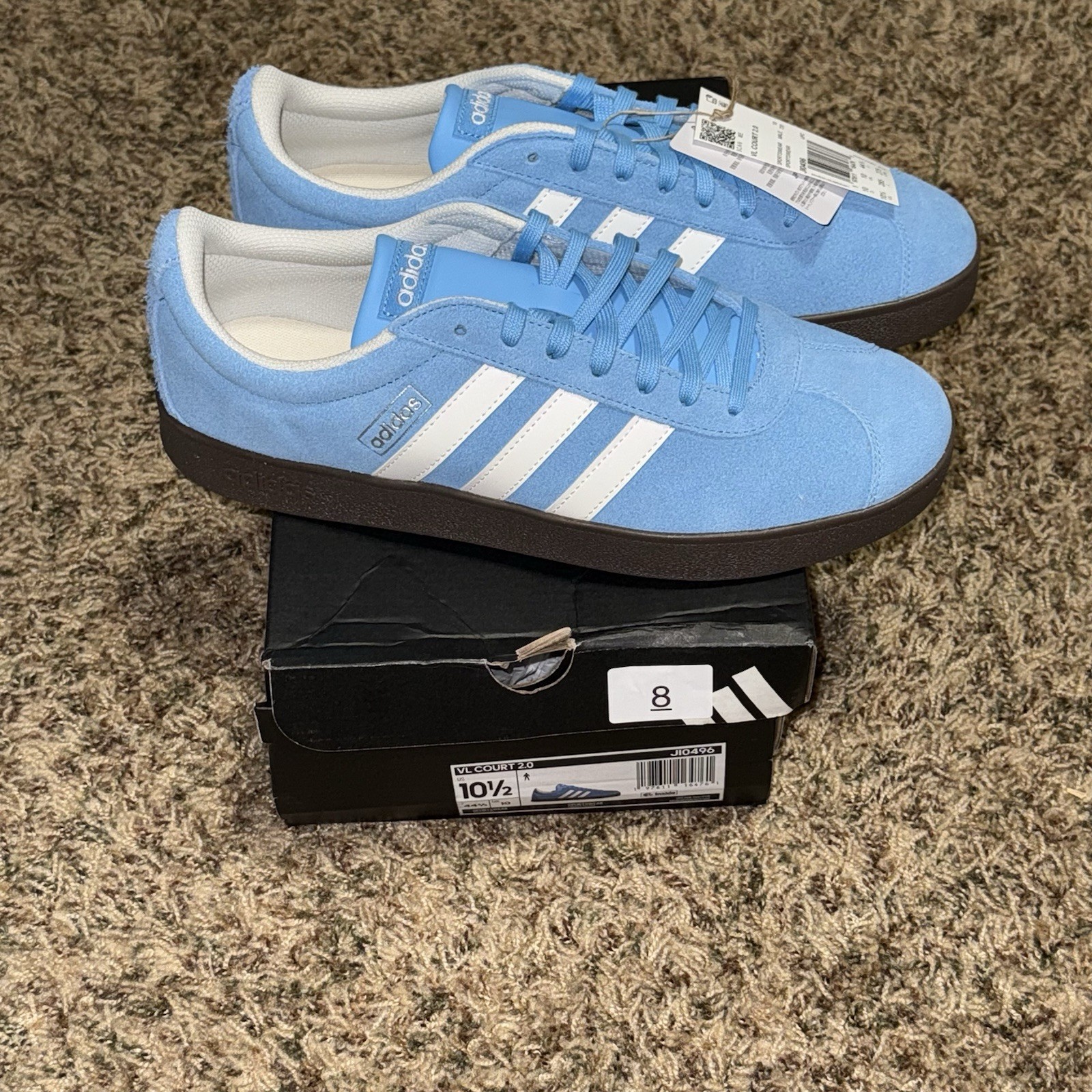 Adidas VL Court Classic Blue Brown White Retro Sneakers JI0496 Mens Size 10.5