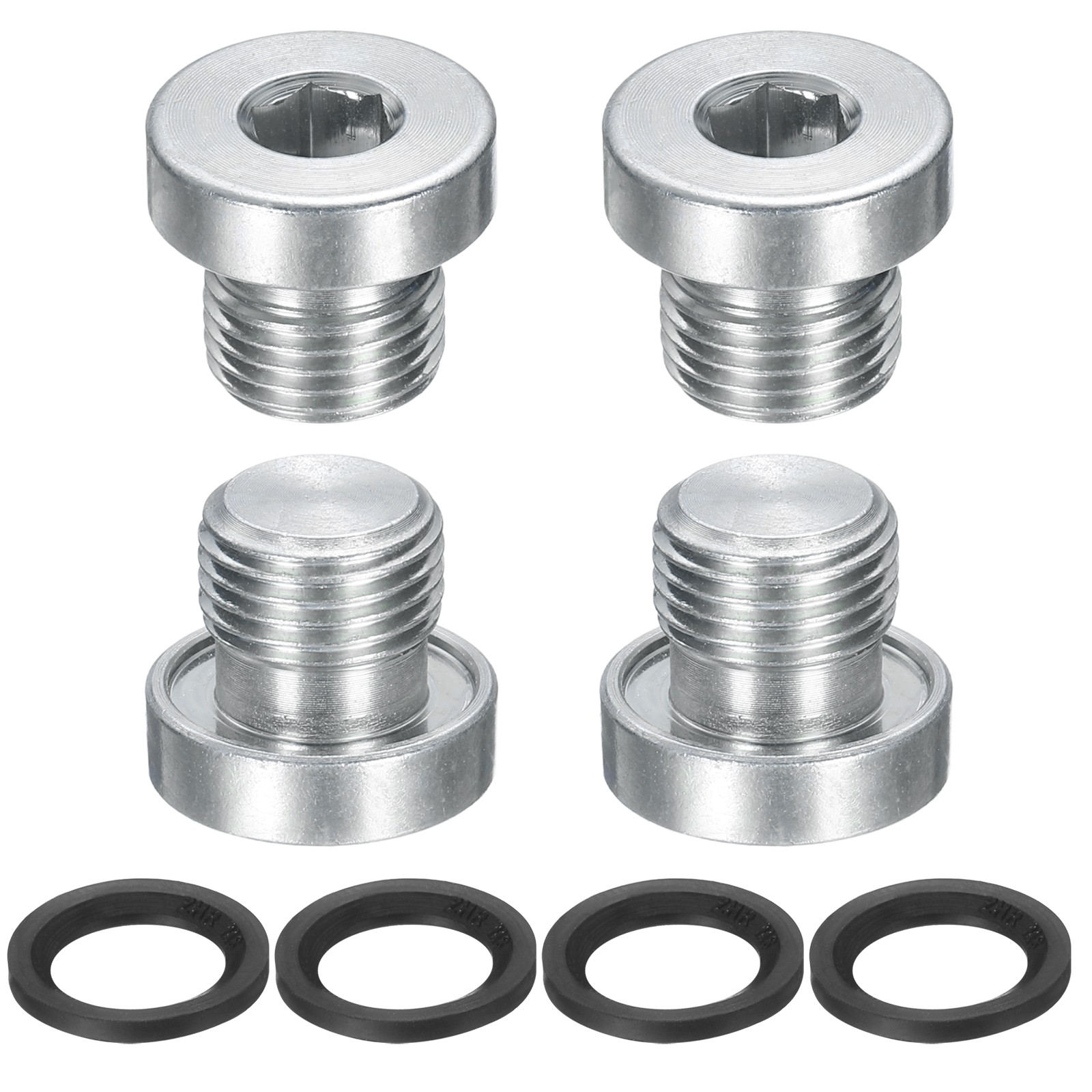 4Pcs G1/8x28 Carbon Steel Inner Hex Head Pipe Fitting Plug with O-Ring,