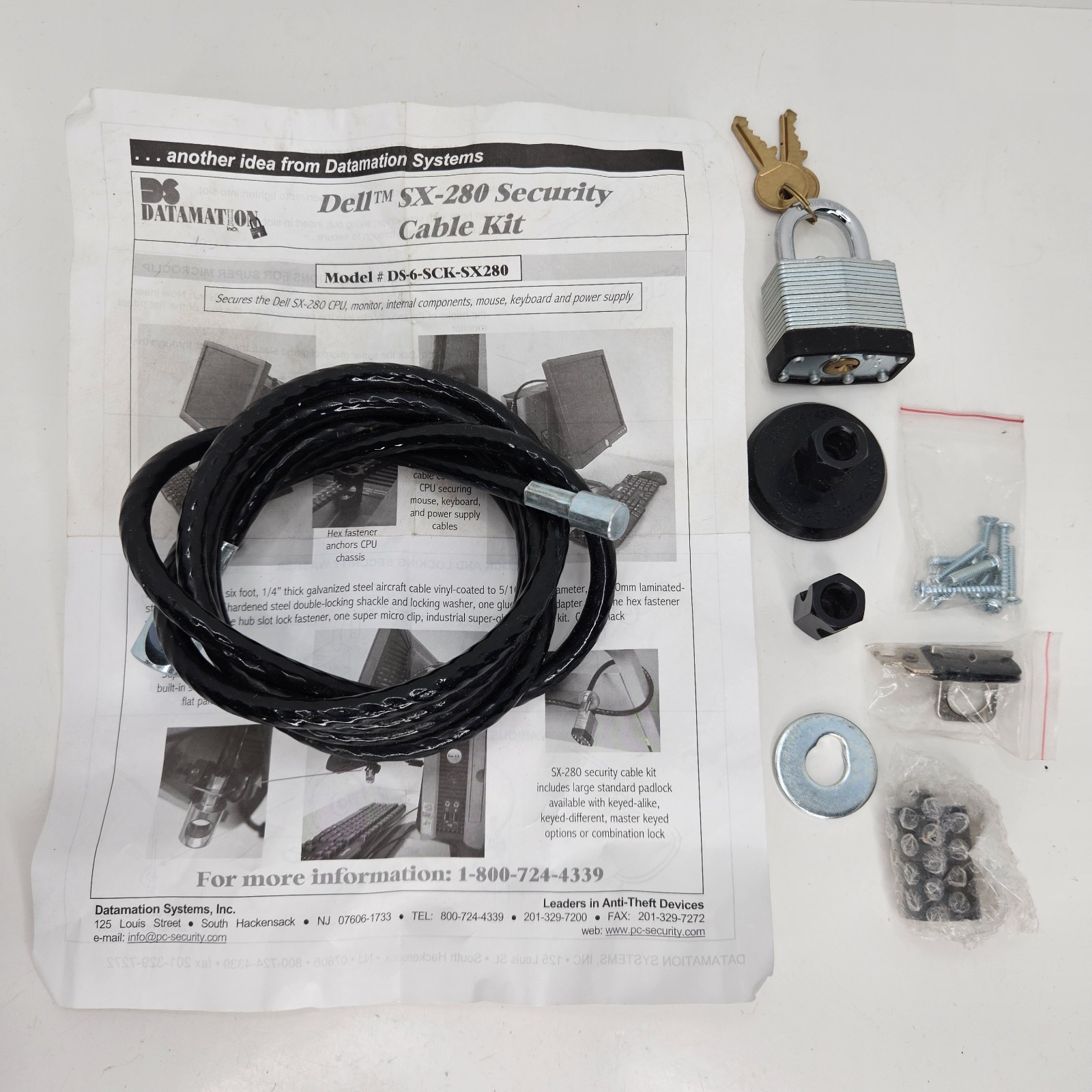 Datamation Computer Security Cable Kit Lock 2 Keys DS-6-SCK-SX280 DELL SX-280