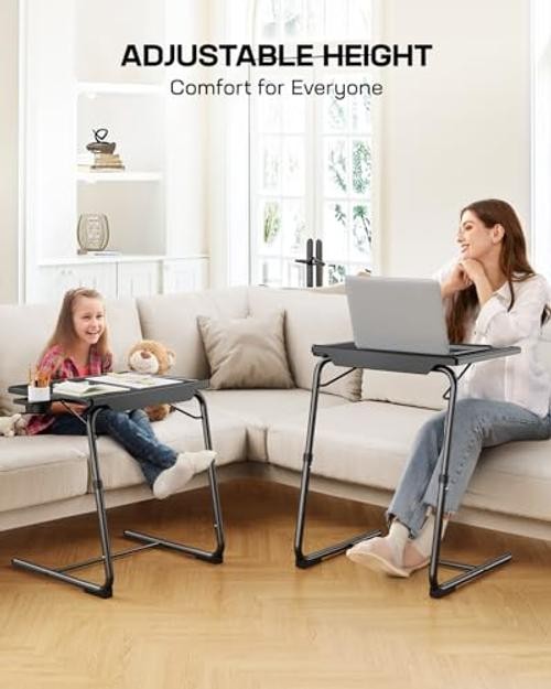 Multifunctional TV Tray Table - 2 Packs Adjustable TV Dinner Tray Tables with