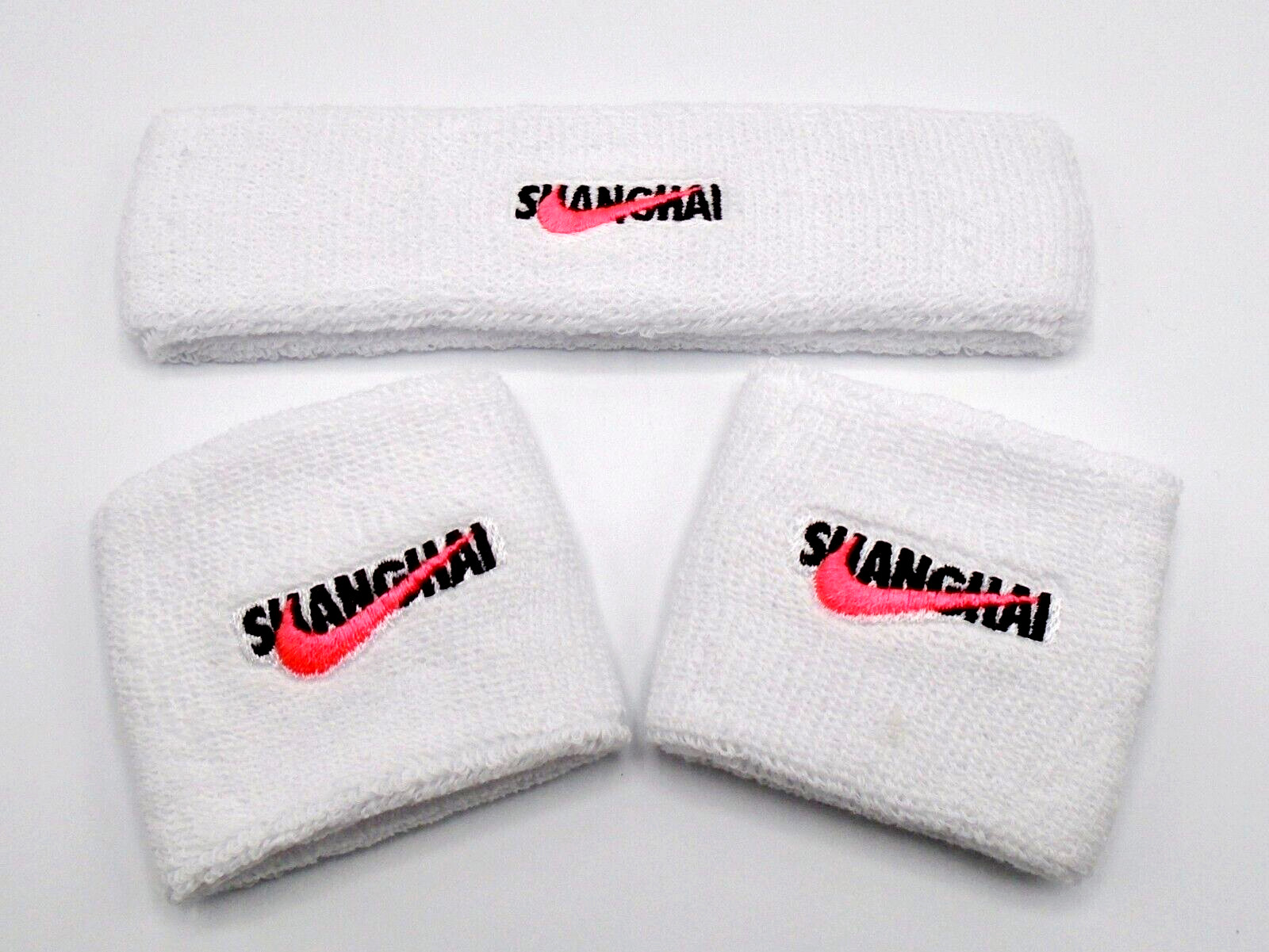 Nike Shanghai Headband & Wristband Set Adult White/Black/Racer Pink