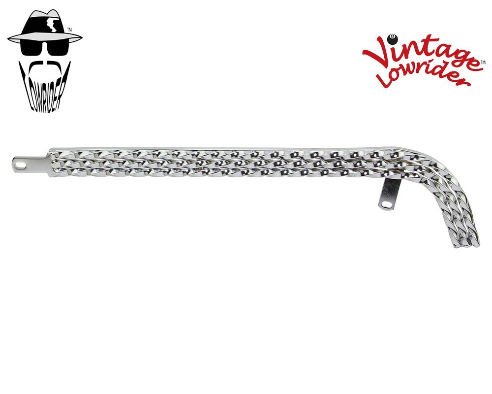VINTAGE LOWRIDER TRIPLE SQUARE TWISTED CHROME CHAIN GUARD 26" LOWRIDER BIKES.