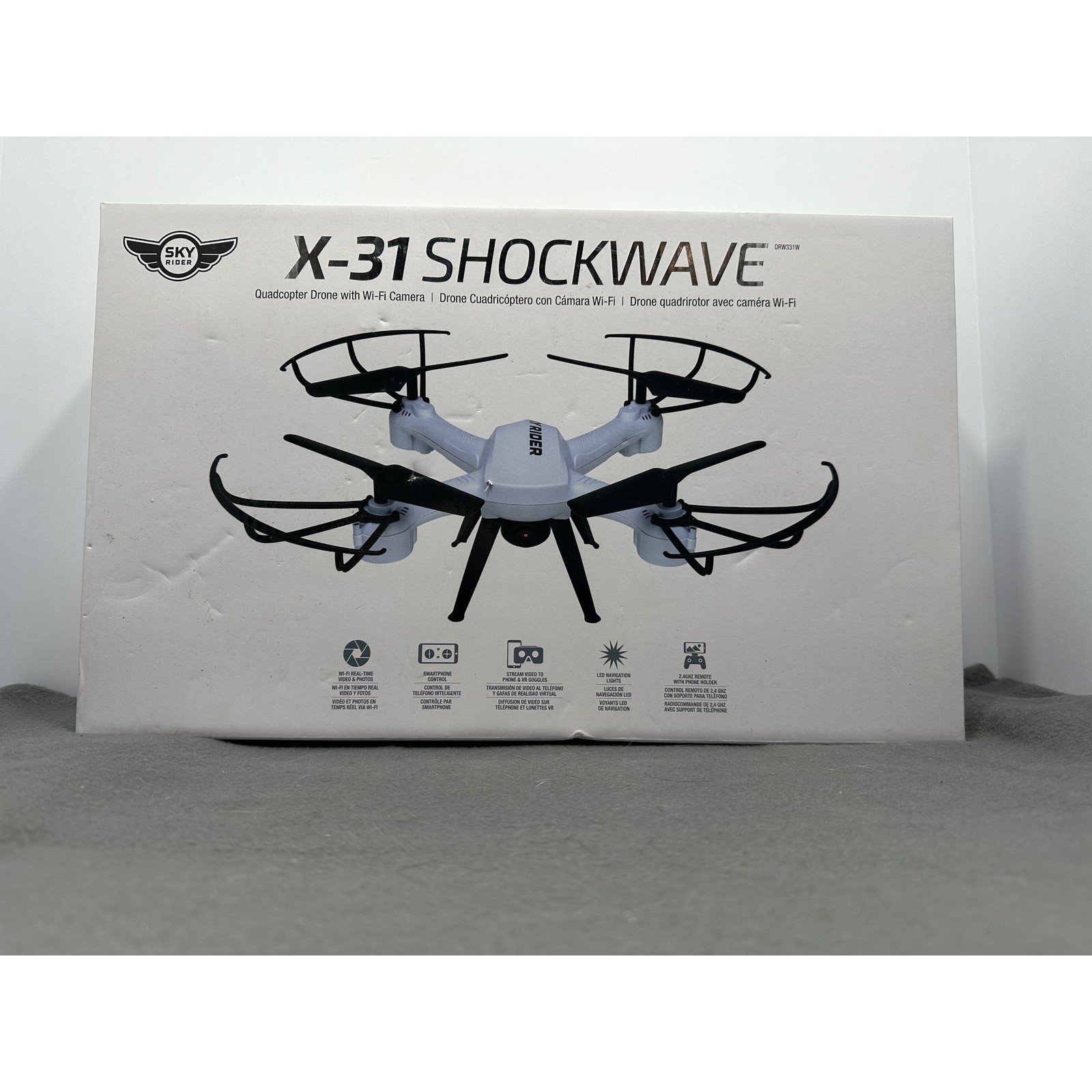 Sky Rider X-31 Shockwave Quadcopter Drone Wi-Fi Camera DRW331W White Black