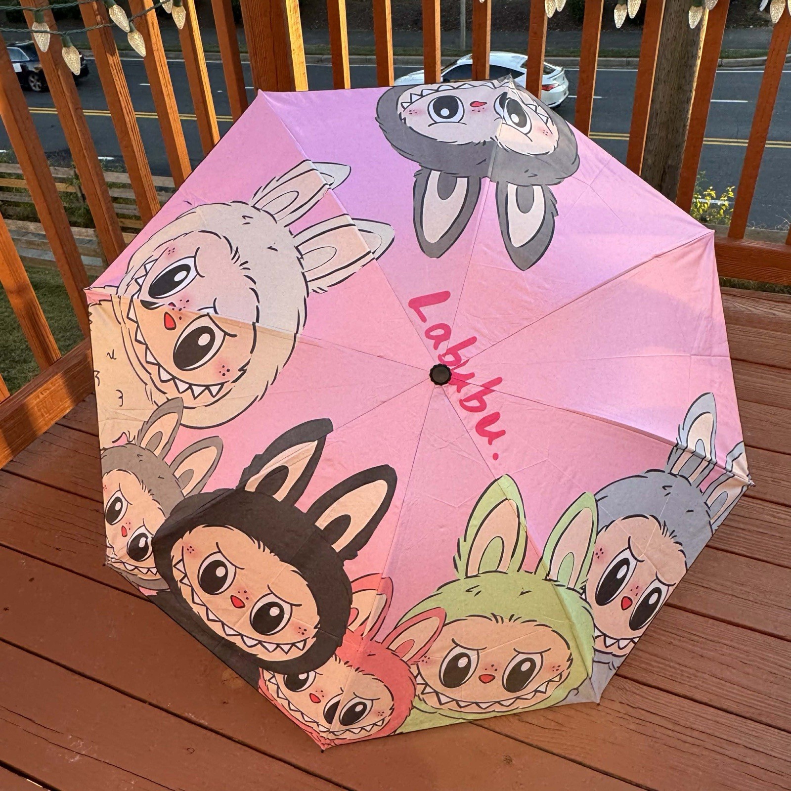 Labubu Print Umbrella 39" Width Rainy Season Fall Colorful PINK #2